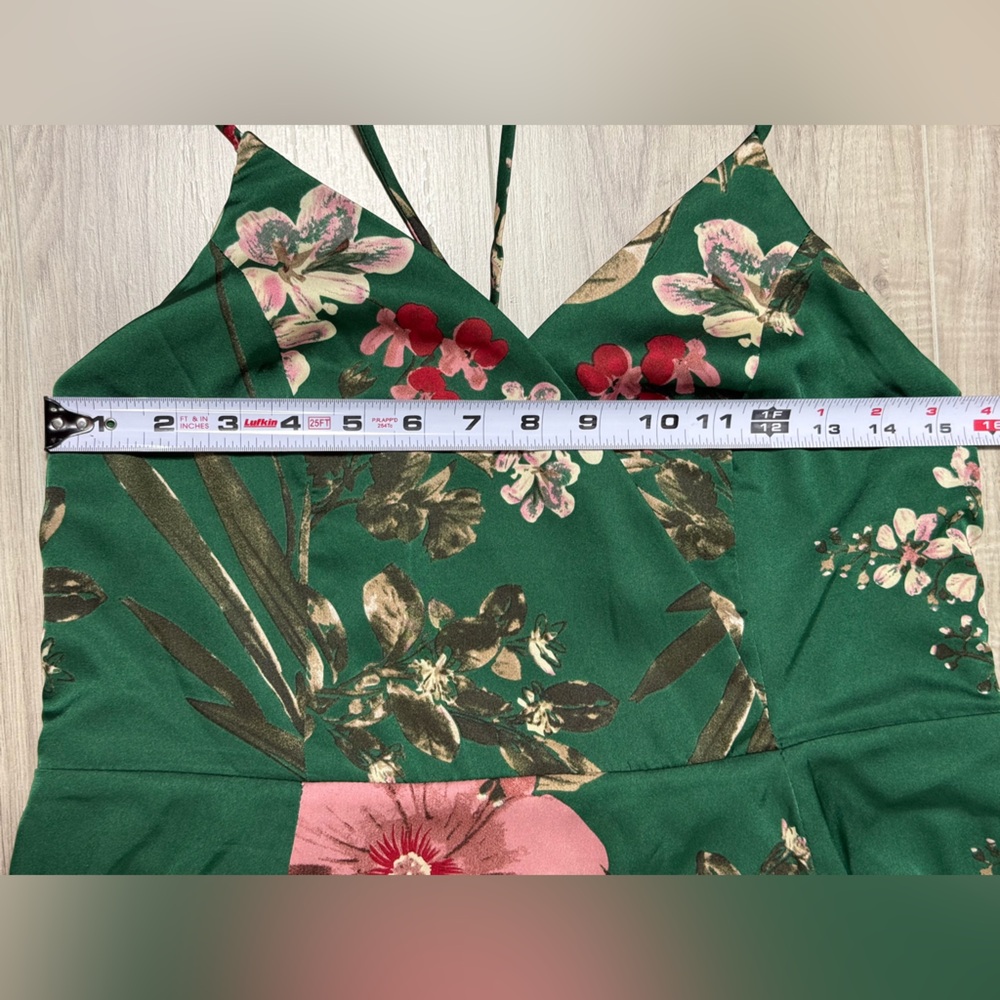 Lulu's Still the One Emerald Green Floral Print Satin Maxi Dress - Picture 14 of 16